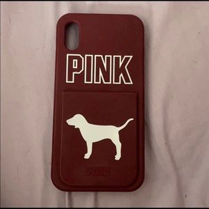 Maroon vs pink logo dog case with card compartment